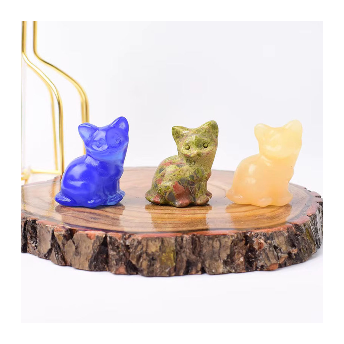 RYCRYSTAL Naturstein Katze aus schwarzem Heilkristall als dekorative Figur für Reiki und Tischdekoration - Bild 5