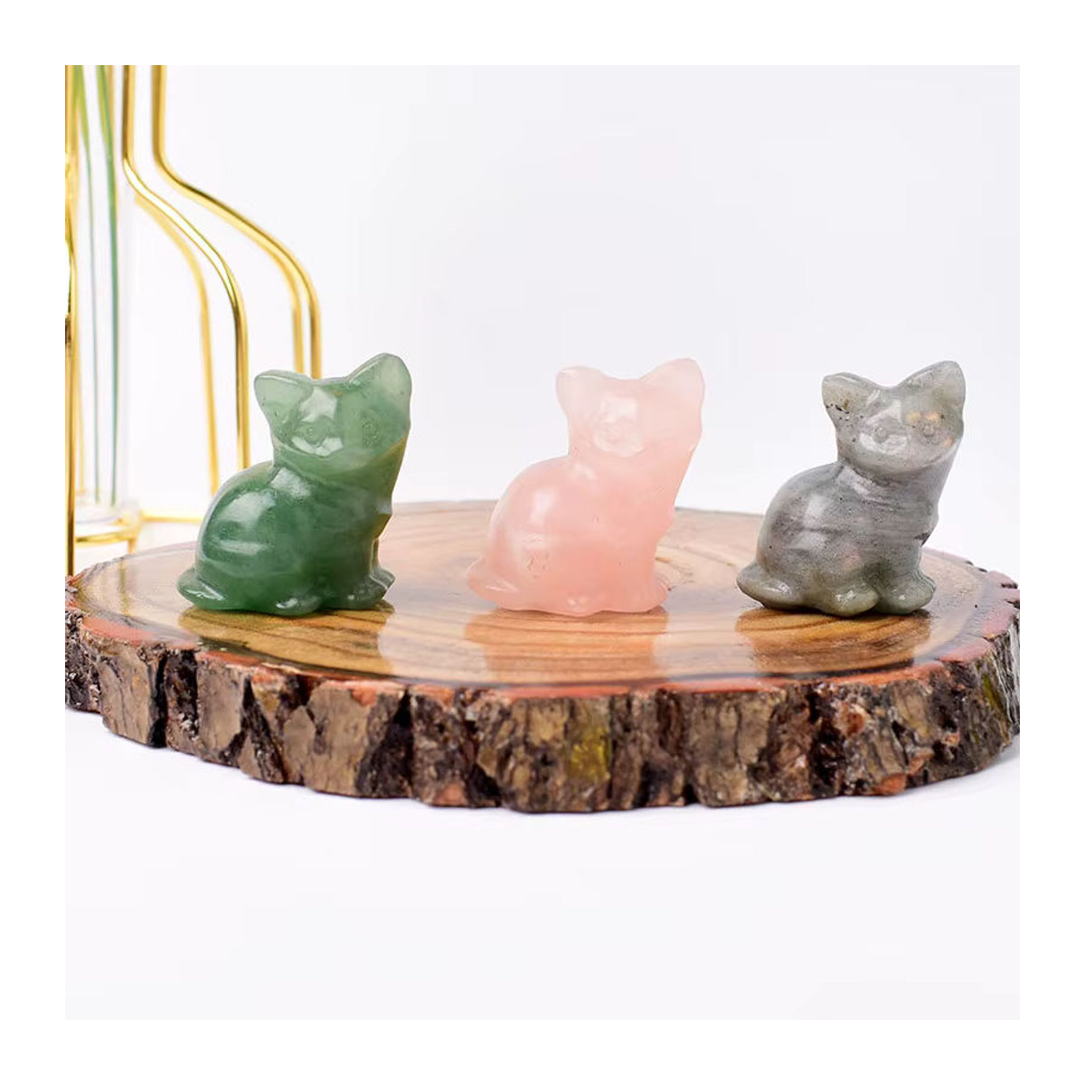 RYCRYSTAL Naturstein Katze aus schwarzem Heilkristall als dekorative Figur für Reiki und Tischdekoration - Bild 6