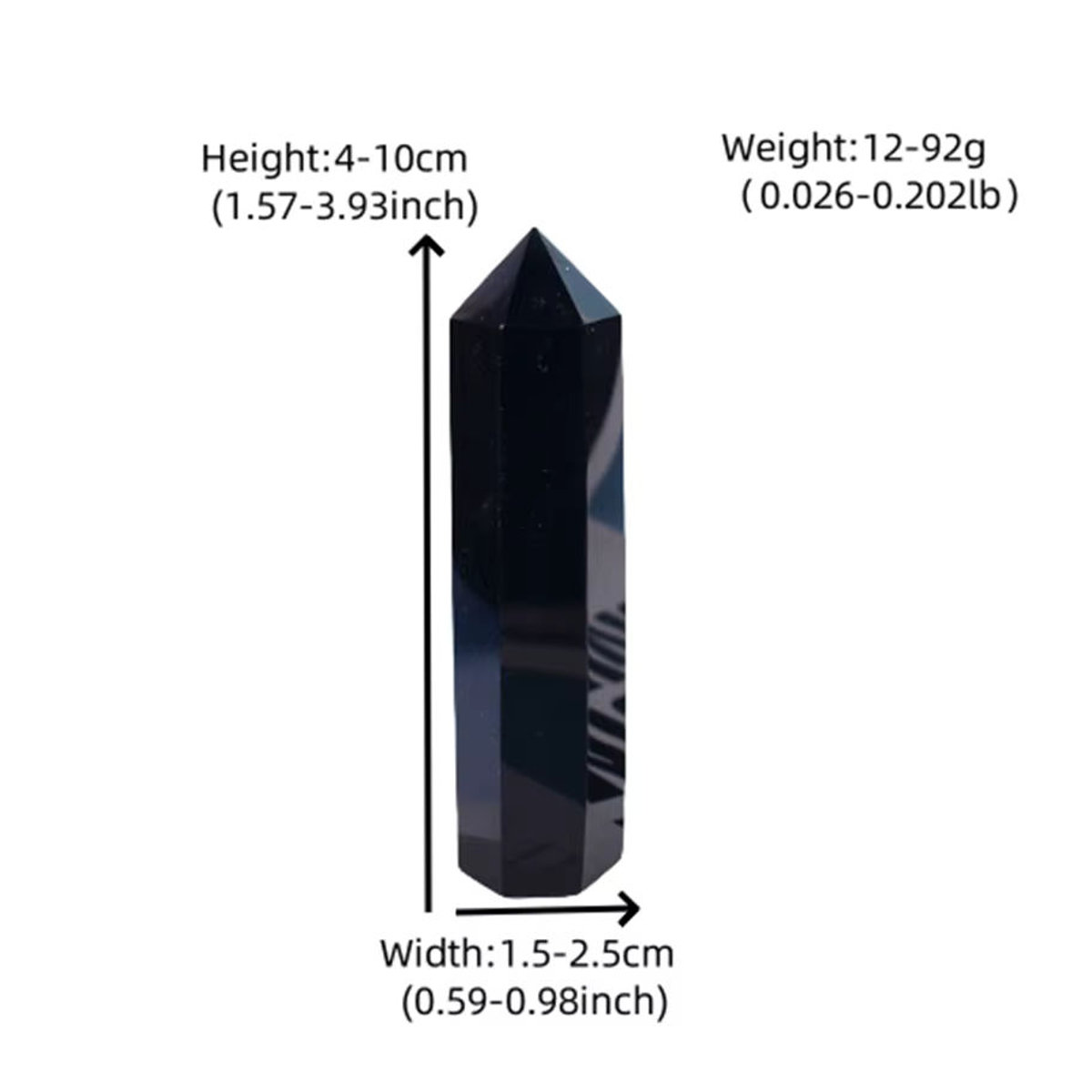 RYCRYSTAL Obsidian Obelisk aus natürlichem Kristall, schwarzer sechseckiger Kristallstab für Meditation und Dekoration, 50-80 mm - Bild 2
