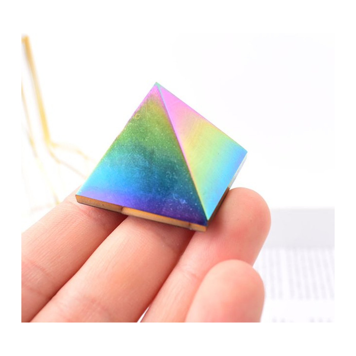 RYCRYSTAL Obsidian Pyramide aus Naturkristall in Schwarz und Mehrfarbig als energetischer Chakra Turm für Reiki und Wohnkultur - Bild 1