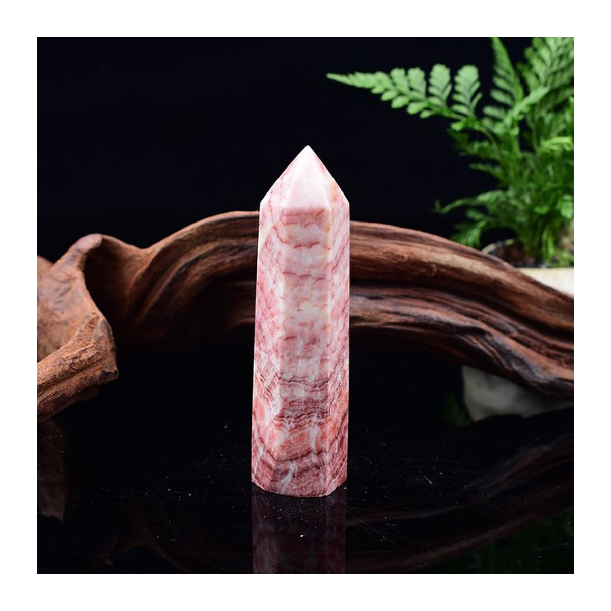 RYCRYSTAL Rosa Schweinefleisch-Stein Polierter Kristall Obelisk als Energie-Stein Ornament zur Dekoration - Bild 1