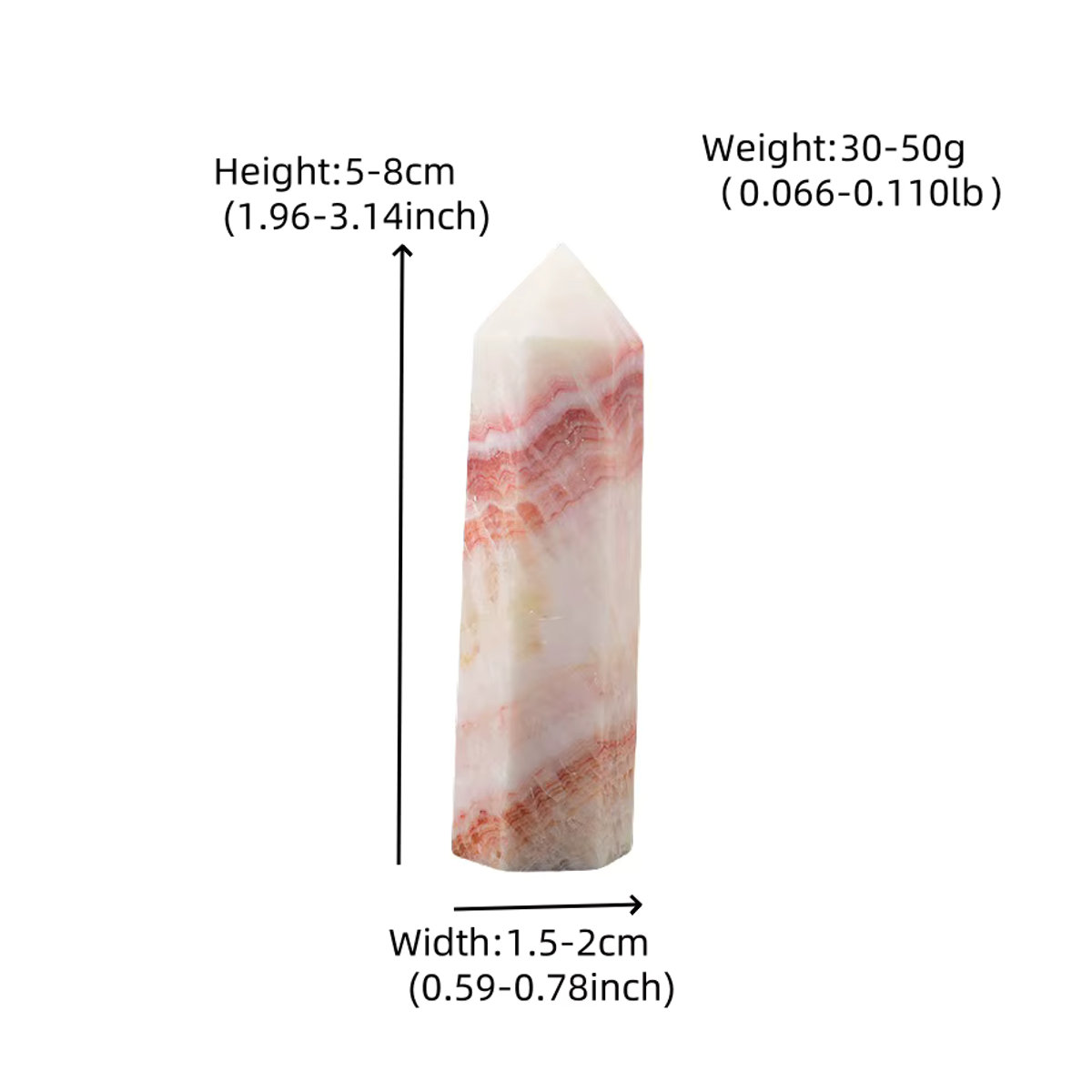 RYCRYSTAL Rosa Schweinefleisch-Stein Polierter Kristall Obelisk als Energie-Stein Ornament zur Dekoration - Bild 2