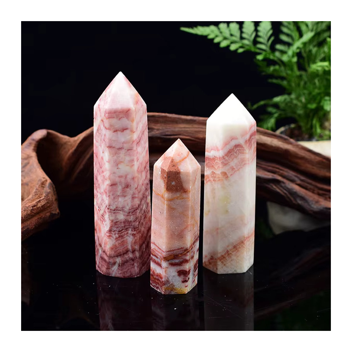 RYCRYSTAL Rosa Schweinefleisch-Stein Polierter Kristall Obelisk als Energie-Stein Ornament zur Dekoration - Bild 5