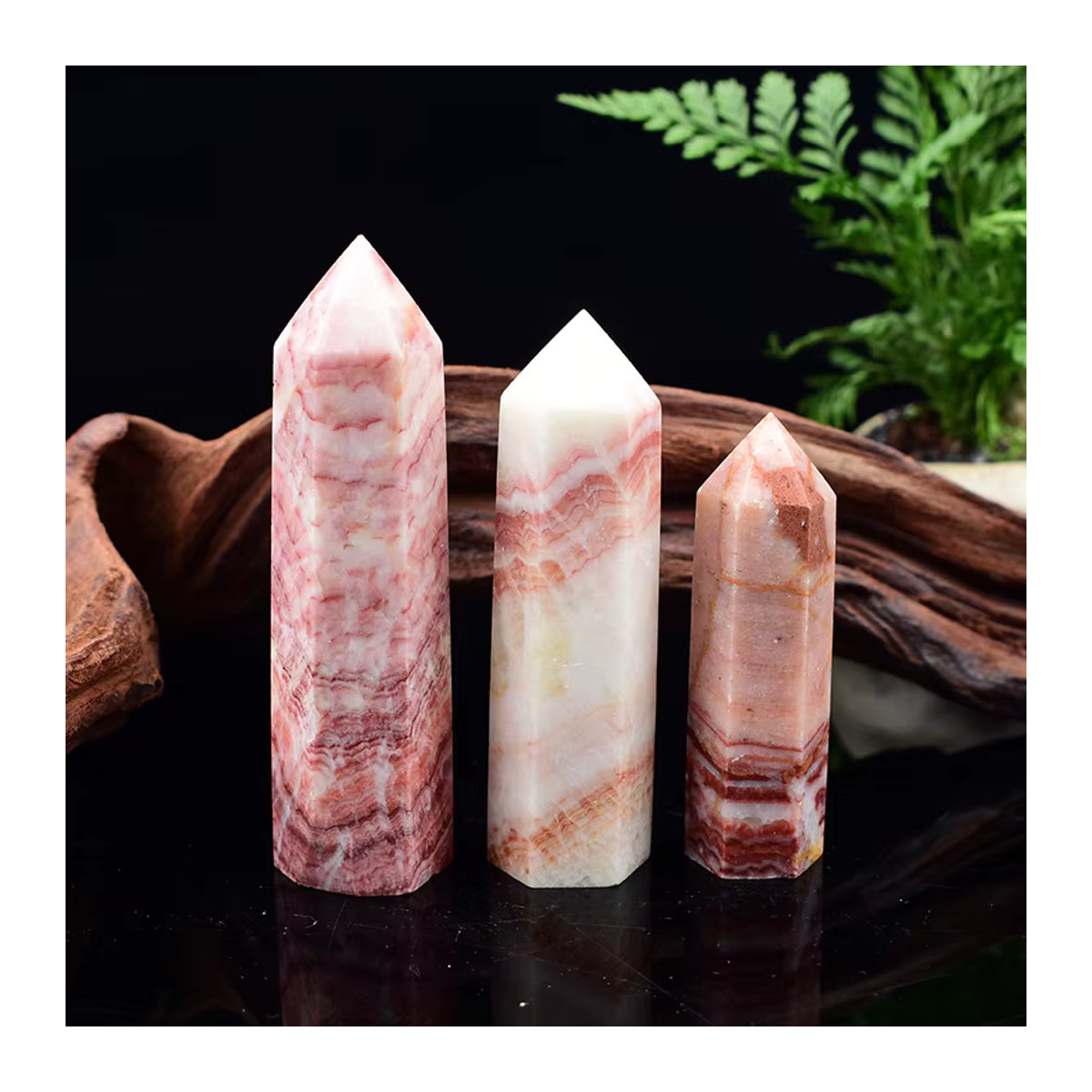 RYCRYSTAL Rosa Schweinefleisch-Stein Polierter Kristall Obelisk als Energie-Stein Ornament zur Dekoration - Bild 6