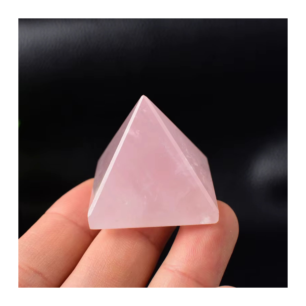 RYCRYSTAL Rosenquarz Pyramide aus natürlichem Edelstein in Rosa für Meditation und Wohnkultur - Bild 2