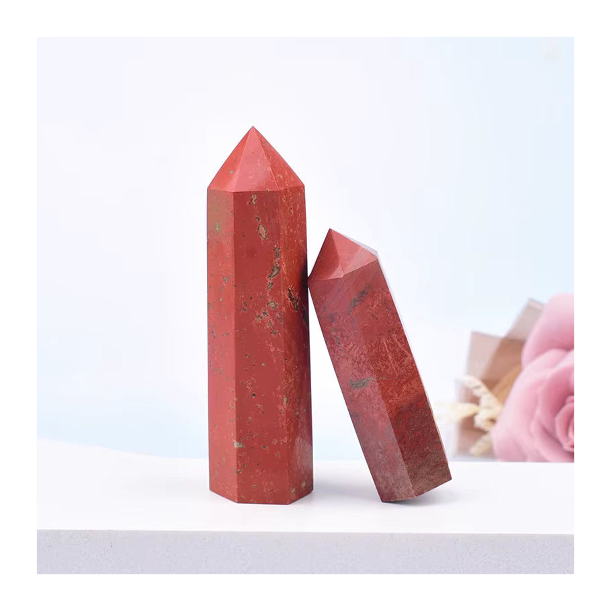 RYCRYSTAL Roter Jaspis Kristallstein Pyramide in Rot zur Dekoration und für Reiki - Bild 4