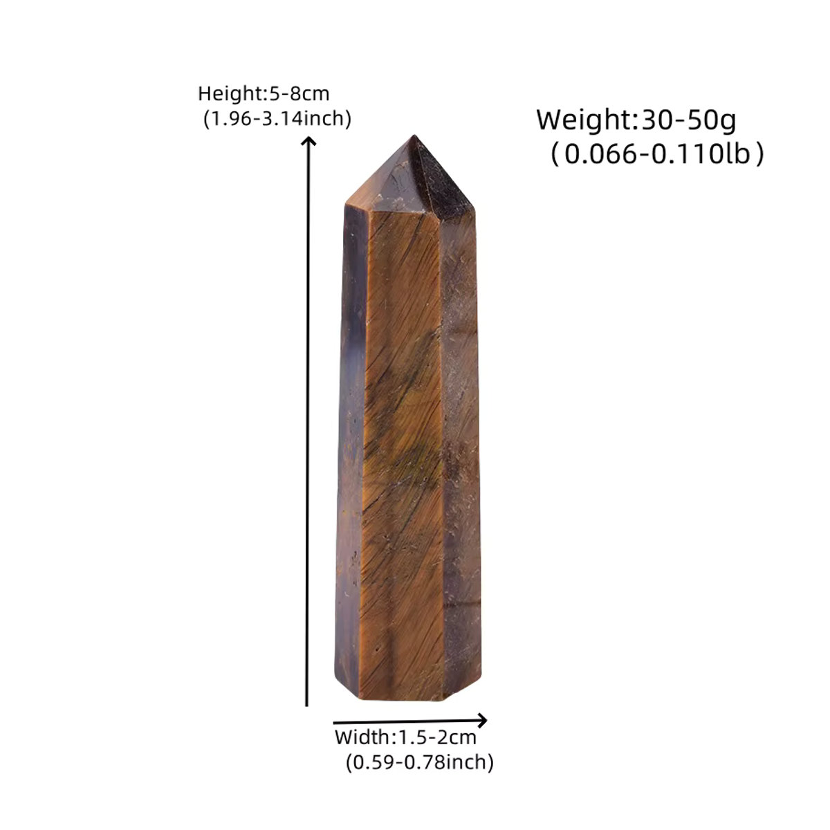 RYCRYSTAL Tigerauge Kristall Obelisk Polierter Naturstein in Braun als Dekoration und Energie-Zauberstab - Bild 2