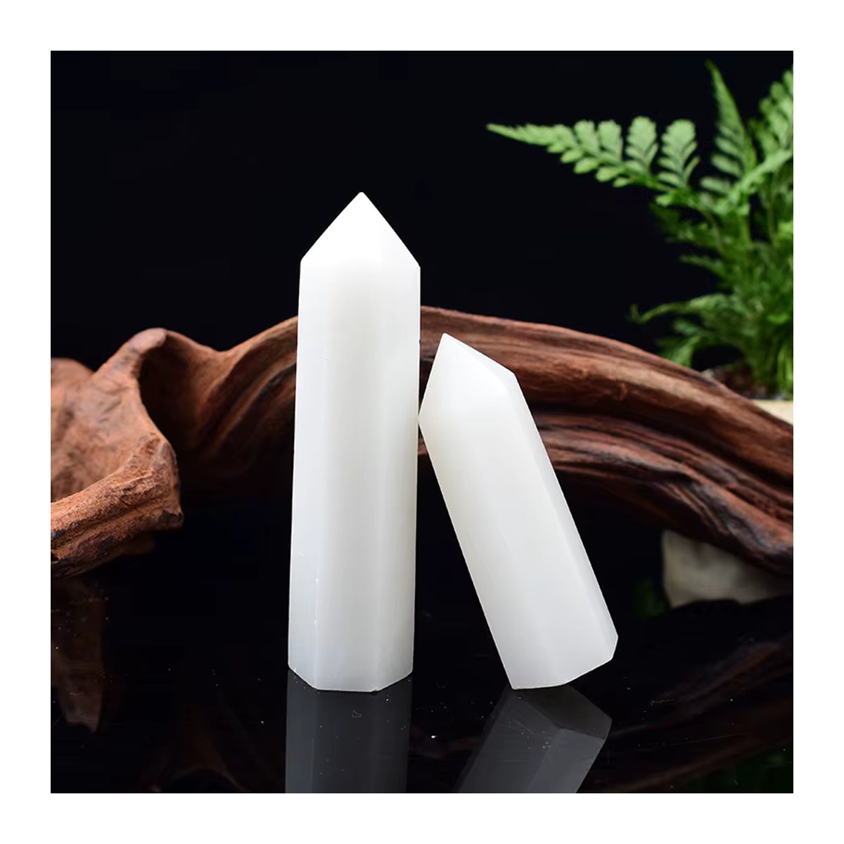 RYCRYSTAL Weißer Marmor Obelisk Sechseckiges Kristallprisma für Meditation und Energiearbeit - Bild 3