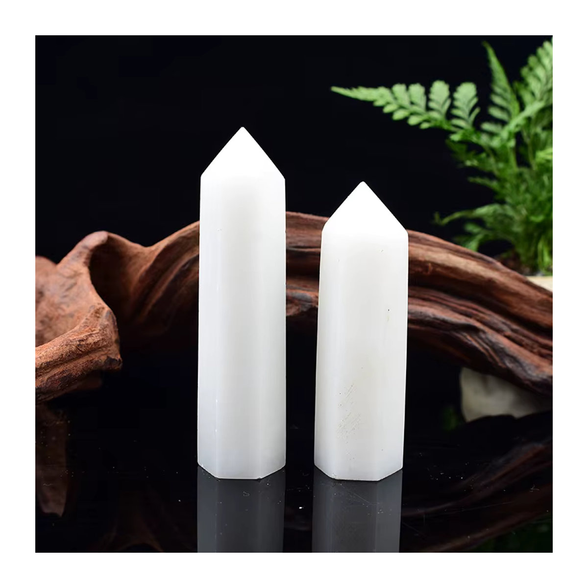 RYCRYSTAL Weißer Marmor Obelisk Sechseckiges Kristallprisma für Meditation und Energiearbeit - Bild 4