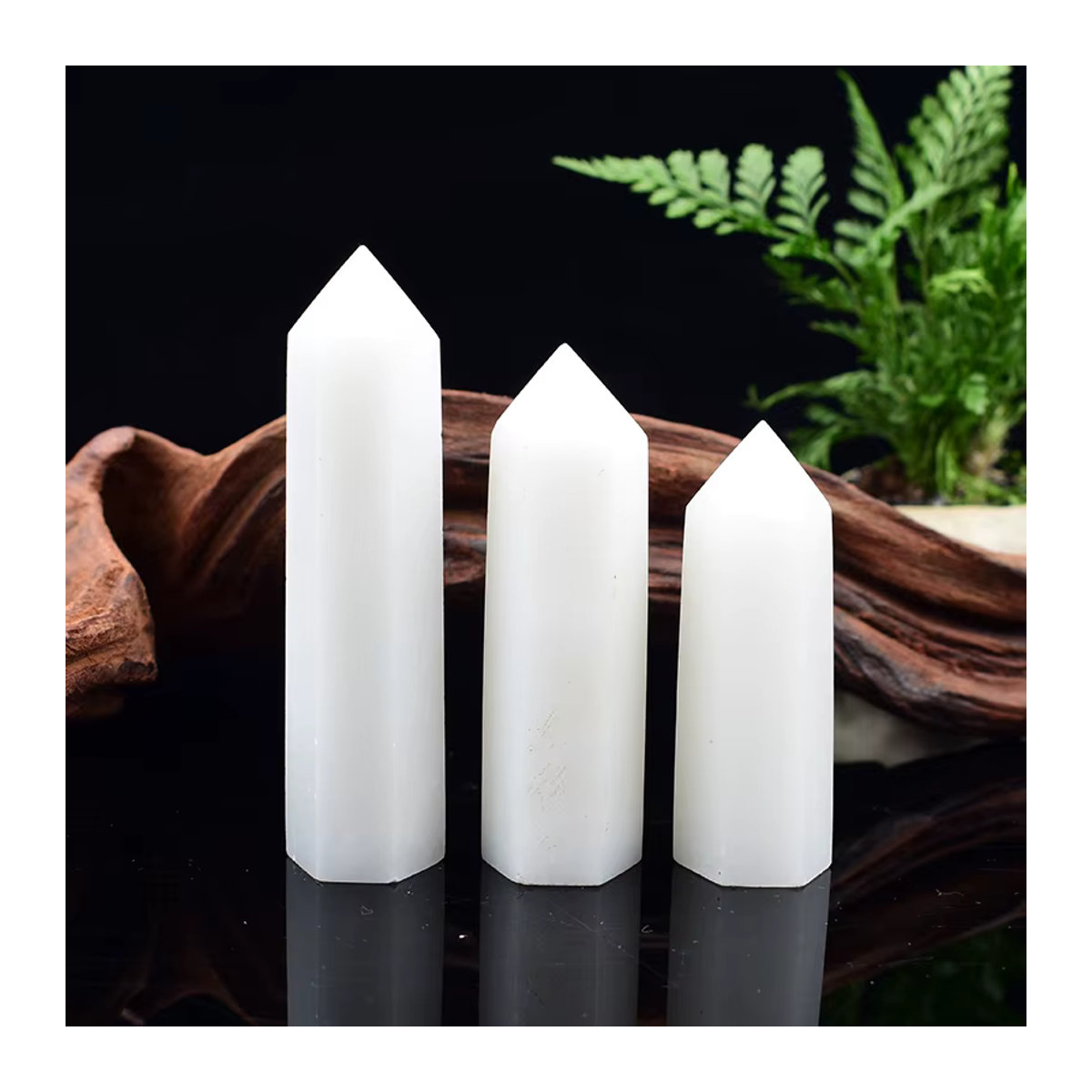 RYCRYSTAL Weißer Marmor Obelisk Sechseckiges Kristallprisma für Meditation und Energiearbeit - Bild 5