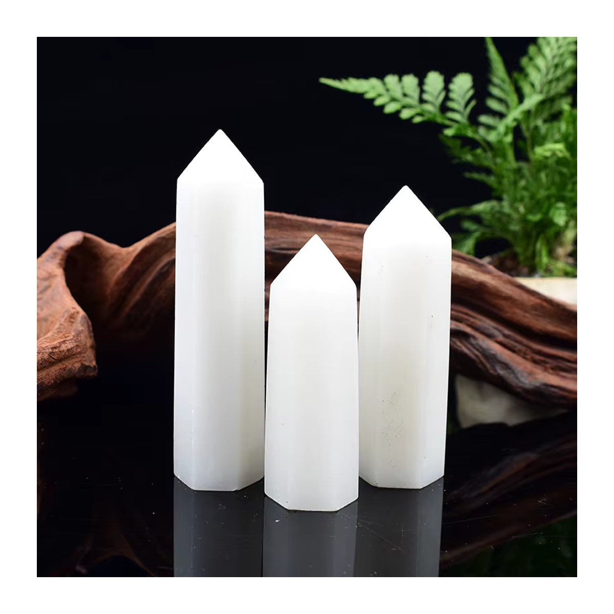 RYCRYSTAL Weißer Marmor Obelisk Sechseckiges Kristallprisma für Meditation und Energiearbeit - Bild 6