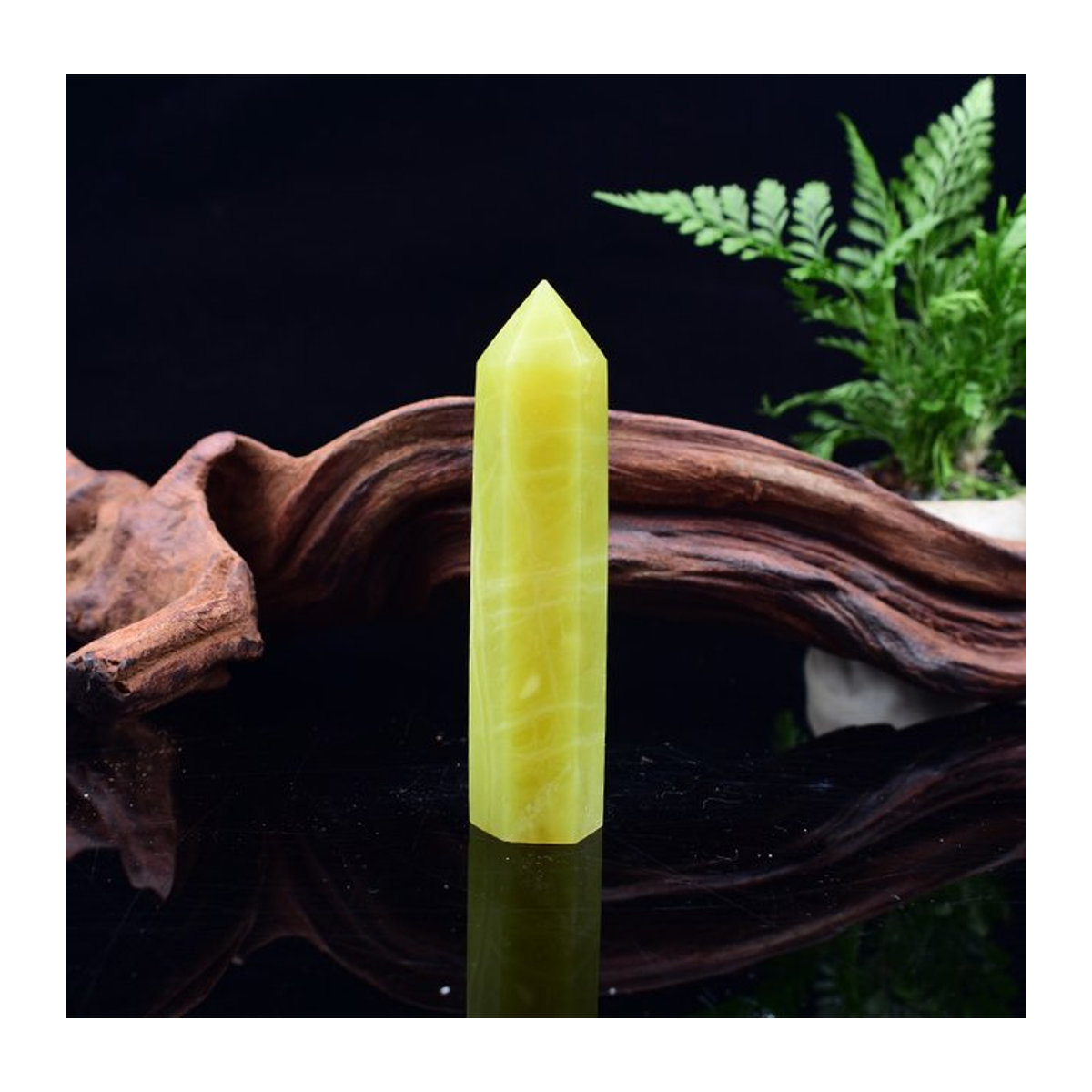 RYCRYSTAL Zitronen-Jade Kristallpunkt Gelb Polierter Obelisk aus Naturstein zur Dekoration - Bild 1
