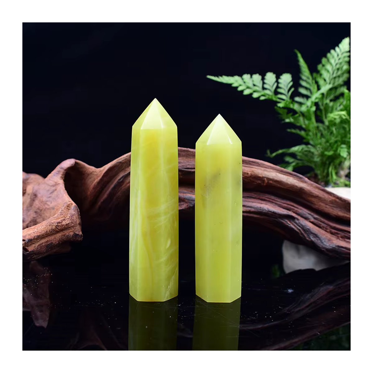 RYCRYSTAL Zitronen-Jade Kristallpunkt Gelb Polierter Obelisk aus Naturstein zur Dekoration - Bild 3