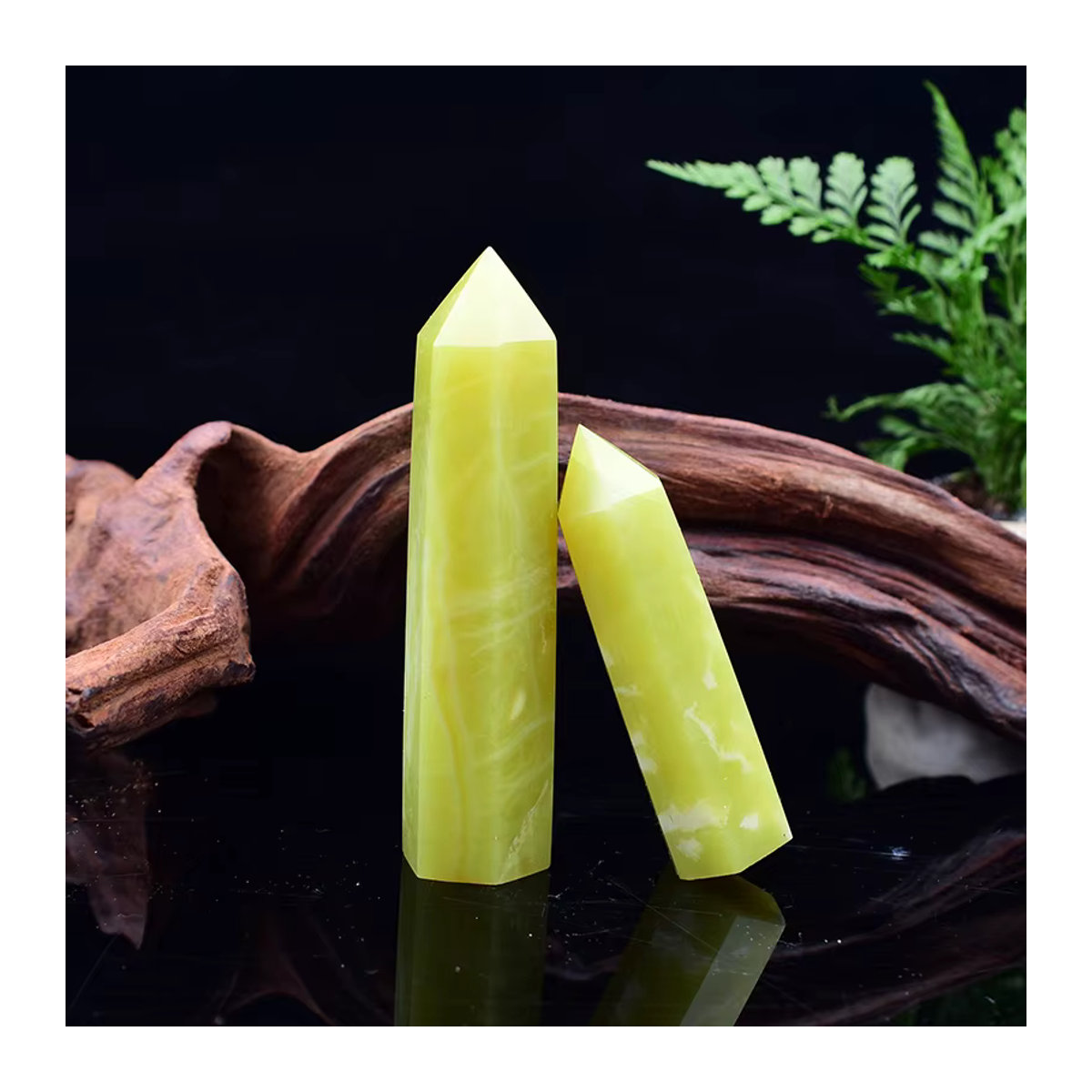 RYCRYSTAL Zitronen-Jade Kristallpunkt Gelb Polierter Obelisk aus Naturstein zur Dekoration - Bild 4