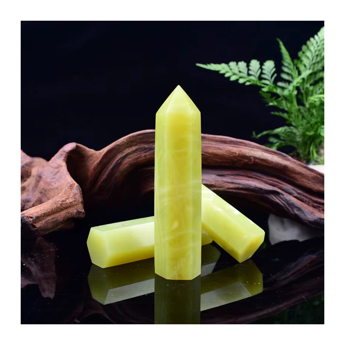 RYCRYSTAL Zitronen-Jade Kristallpunkt Gelb Polierter Obelisk aus Naturstein zur Dekoration - Bild 5