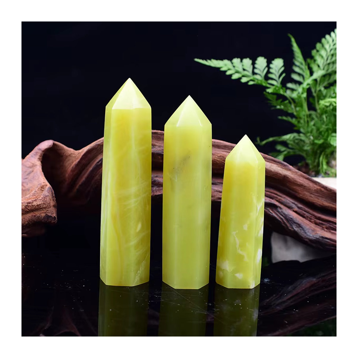 RYCRYSTAL Zitronen-Jade Kristallpunkt Gelb Polierter Obelisk aus Naturstein zur Dekoration - Bild 6