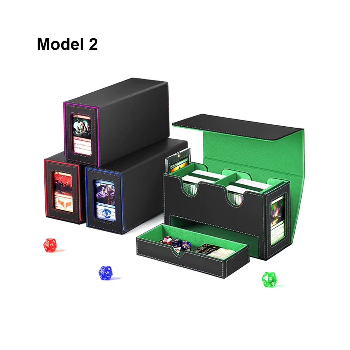 RyshePro Deckbox mit Kommandant-Display, 3-in-1 Sportkarten-Aufbewahrungsbox für über 200 Karten, Kartendeck-Hülle für TCG, MTG und CCG, Schwarz-Grau - Bild 4