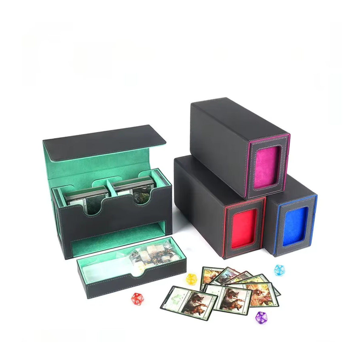 RyshePro Deckbox mit Kommandant-Display, 3-in-1 Sportkarten-Aufbewahrungsbox für über 200 Karten, Kartendeck-Hülle für TCG, MTG und CCG, Schwarz-Grau - Bild 6