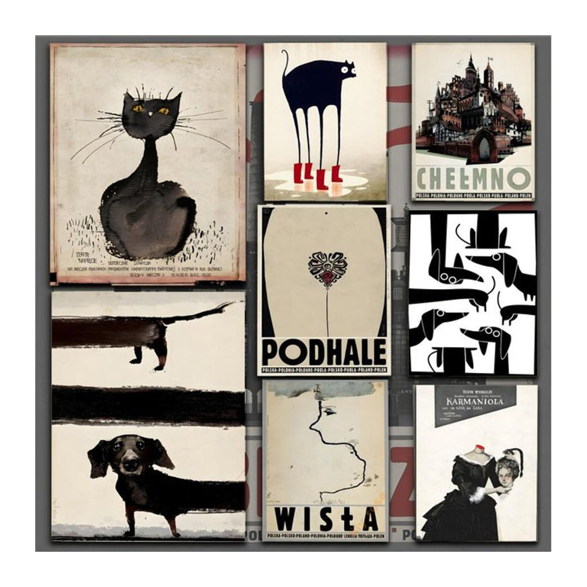Ryszard Kaja Polnisches Poster als Wandkunst aus PVC in Mehrfarbig und Schwarz, Vintage Tier-Motiv, Rahmenlos, Hochformat - Bild 1