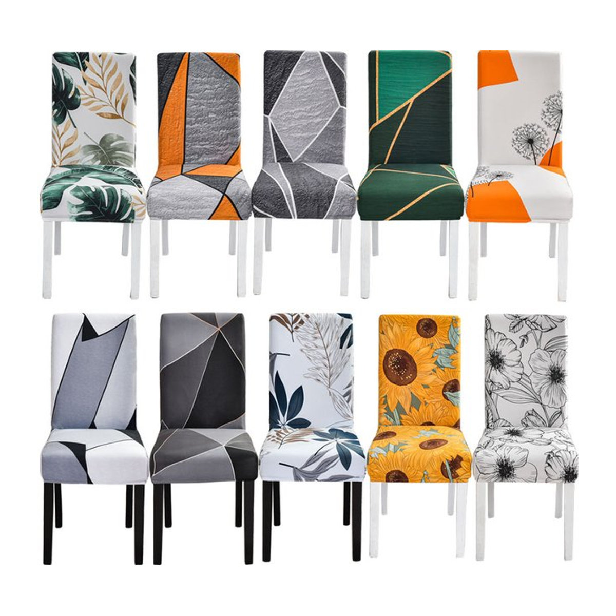 S-EMIGA Elastische Stuhlbezüge mit floralem Print für Esszimmer und Büro, Mehrfarbig - Bild 1