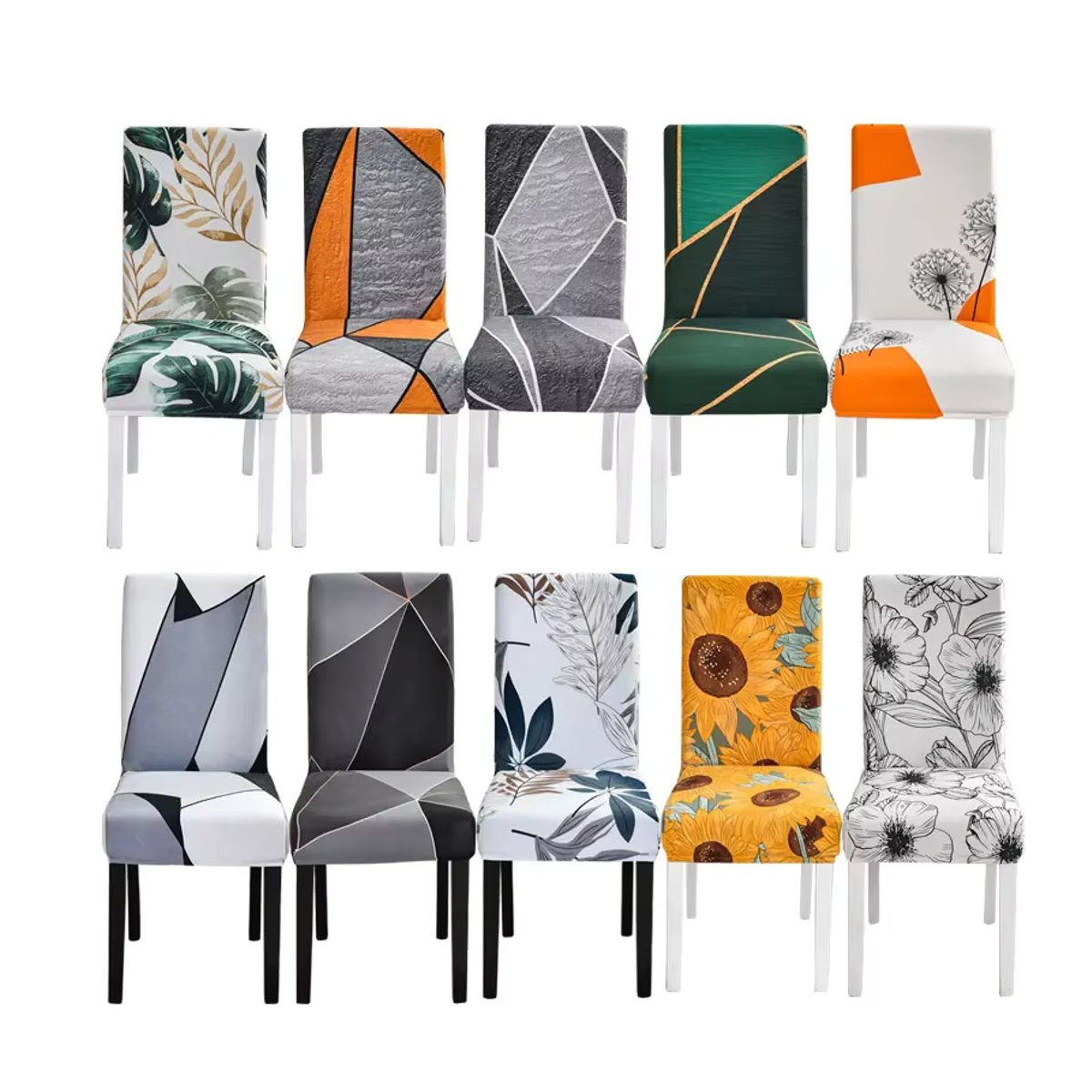 S-EMIGA Elastische Stuhlbezüge mit floralem Print für Esszimmer und Büro, Mehrfarbig - Bild 2