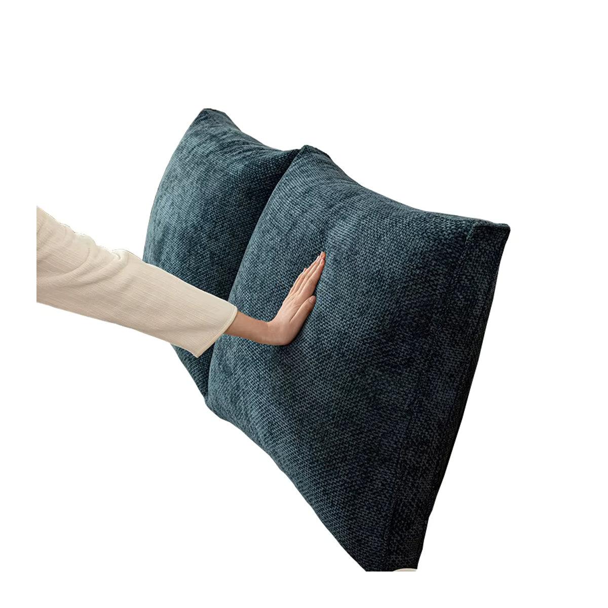 S-EMIGA Rückenkissen aus Chenille in Blau für Bett und Kopfteil als weiche Rückenlehne im Schlafzimmer - Bild 5