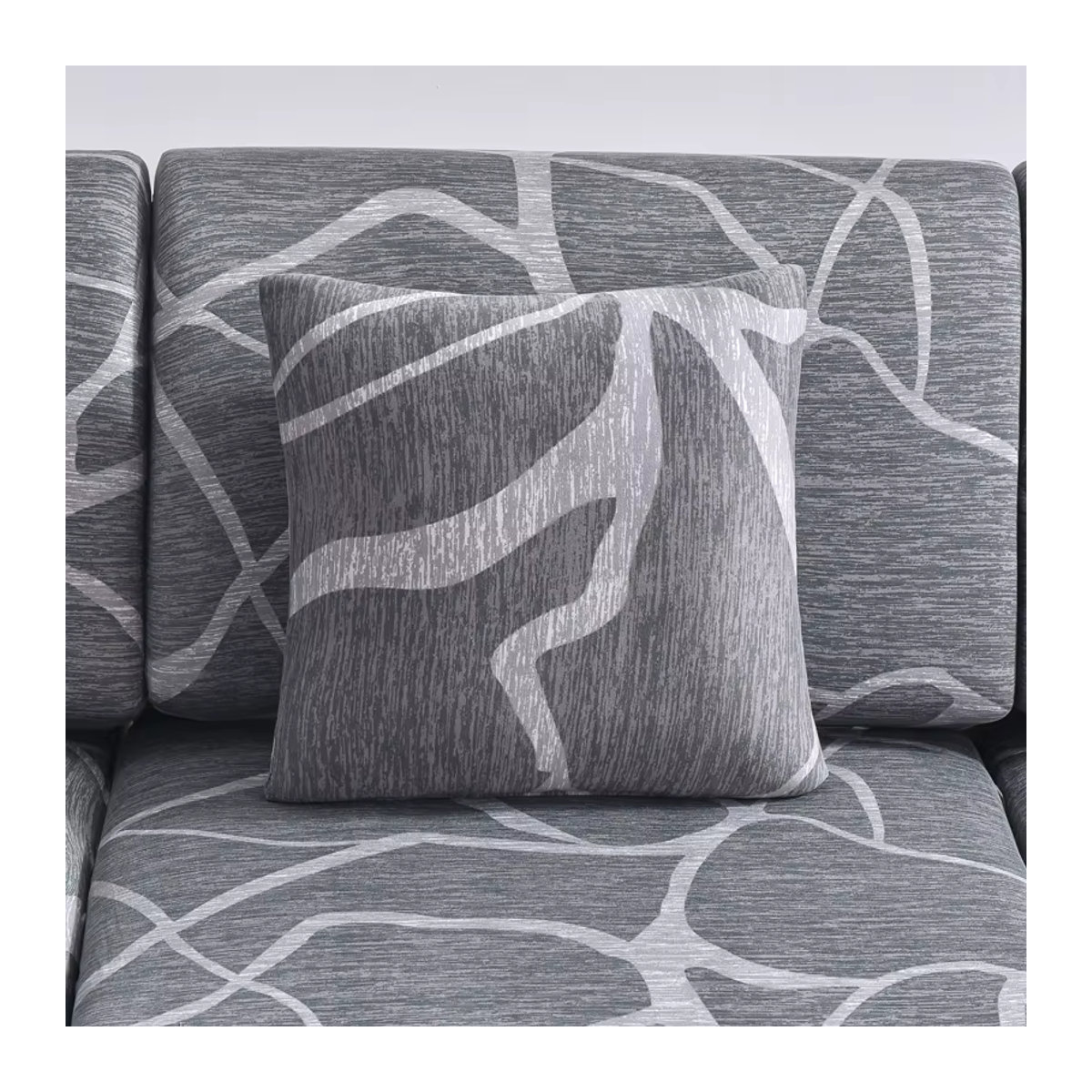 S-EMIGA Stretch-Couchkissen-Schonbezüge in Grau als rutschfeste Sofa-Sitzkissenbezüge und Möbelschutz - Bild 5