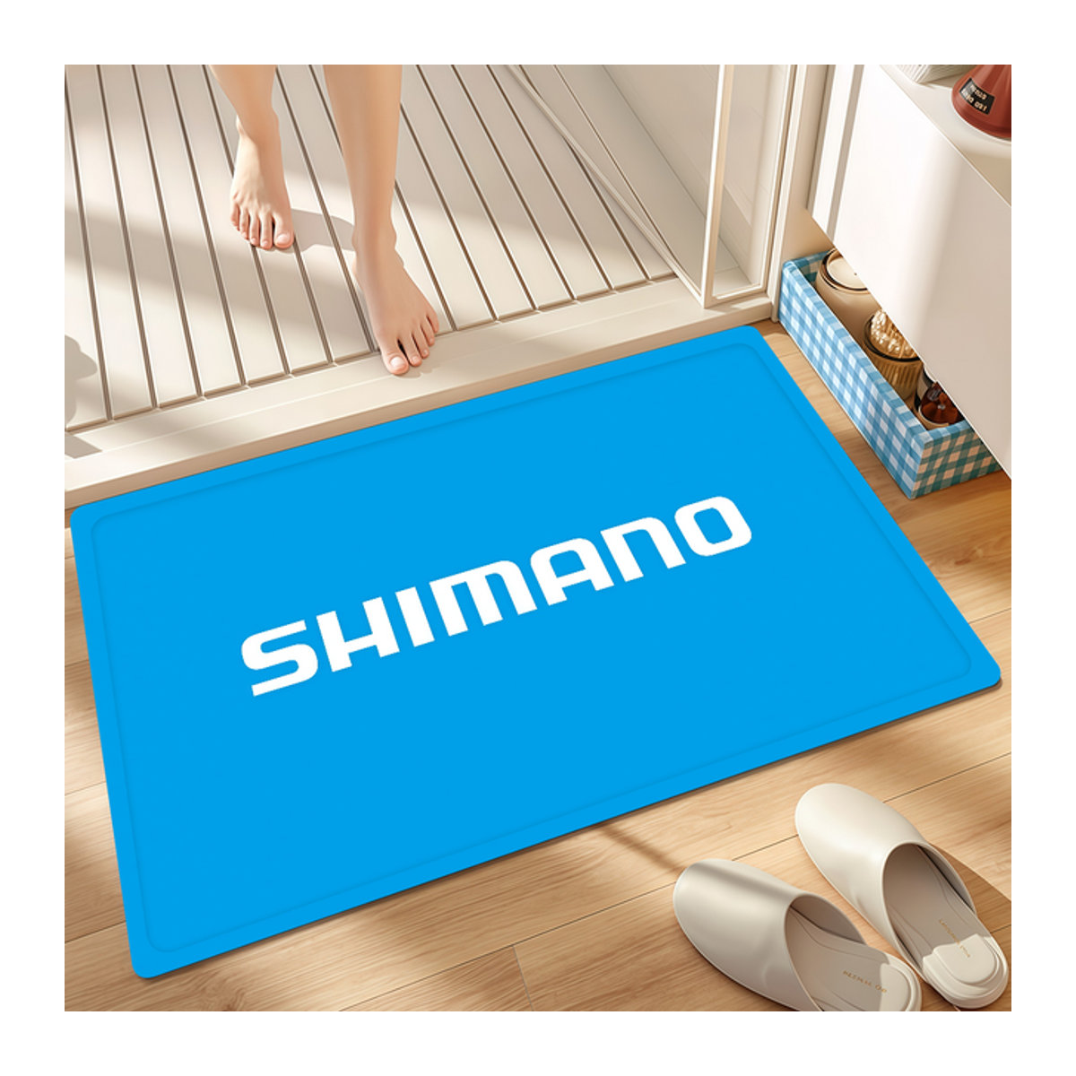 S-SHIMANO Fußmatte mit Logo-Print in Blau für Eingangsbereich, Flur und Badezimmer - Bild 1