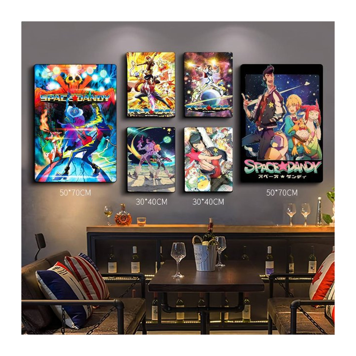 S-Space Dandy Selbstklebendes Kunstposter als wasserfester Wandaufkleber für Kaffeehaus und Bar, mehrfarbig, rechteckig - Bild 1