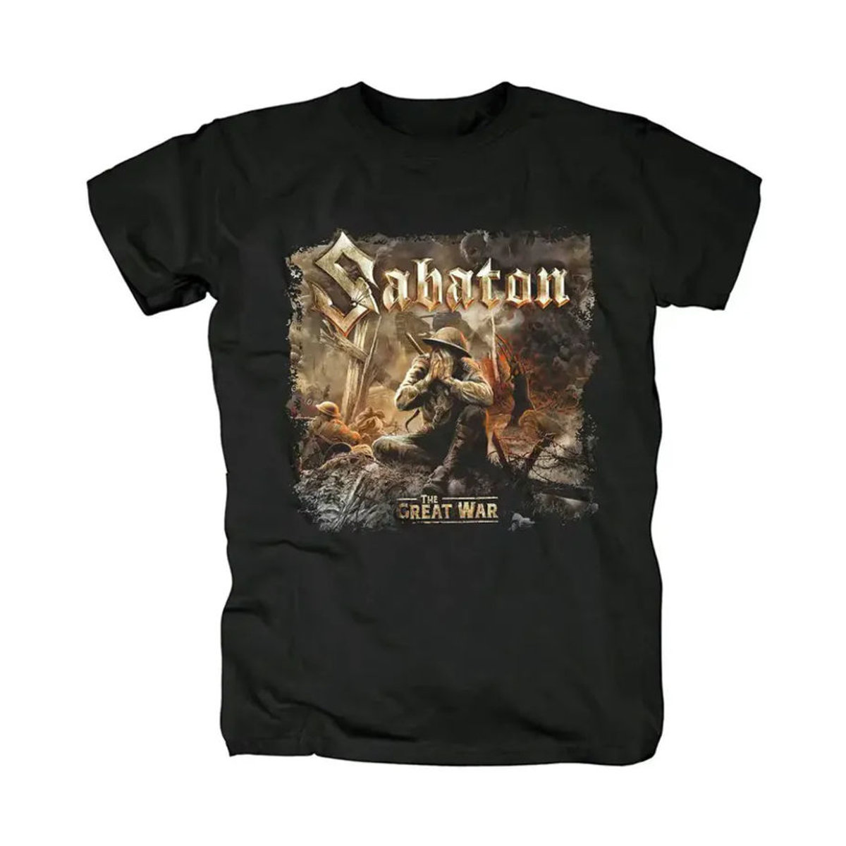 Sabaton Band Shirt Black Wolf Print Vintage Y2K Heavy Metal Baumwolle Rundhals Kurzarm Herrenbekleidung - Bild 2