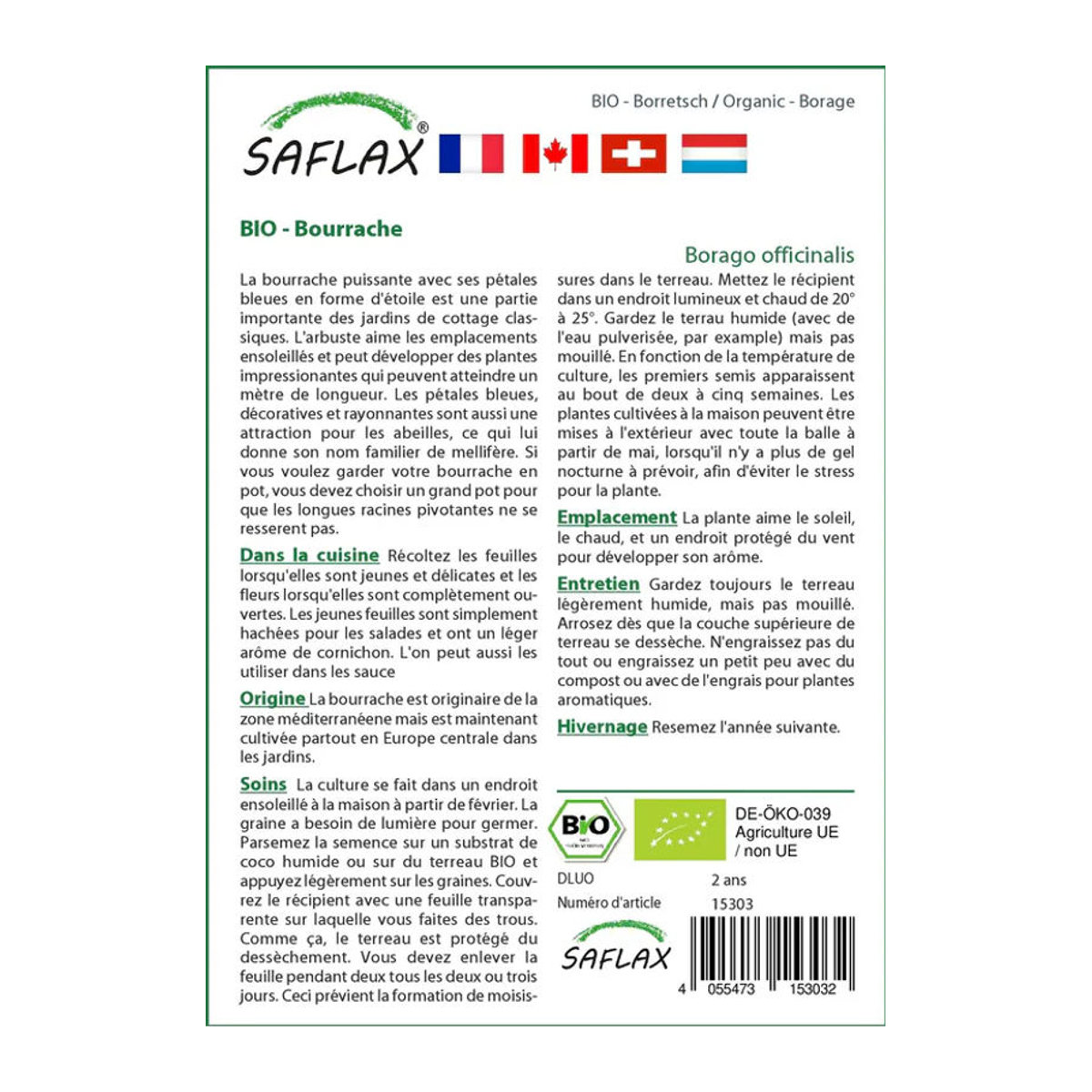 SAFLAX Bio Borretsch Borago officinalis 40 Samen - Bild 2