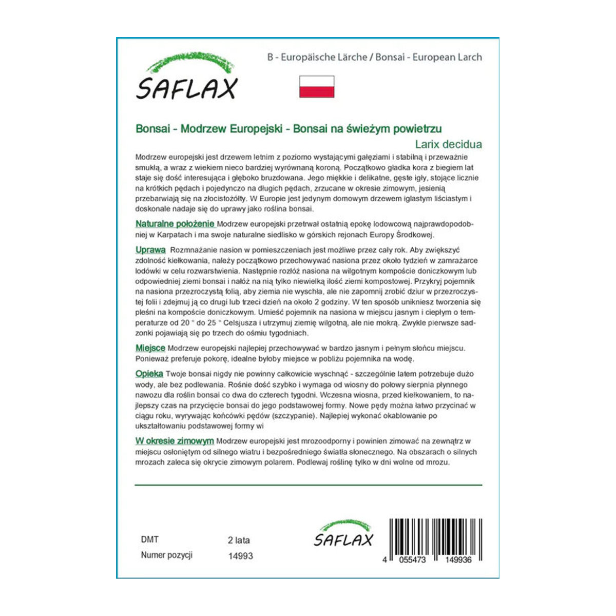 SAFLAX Bonsai Samen Europäische Lärche Larix decidua 75 Stück - Bild 2