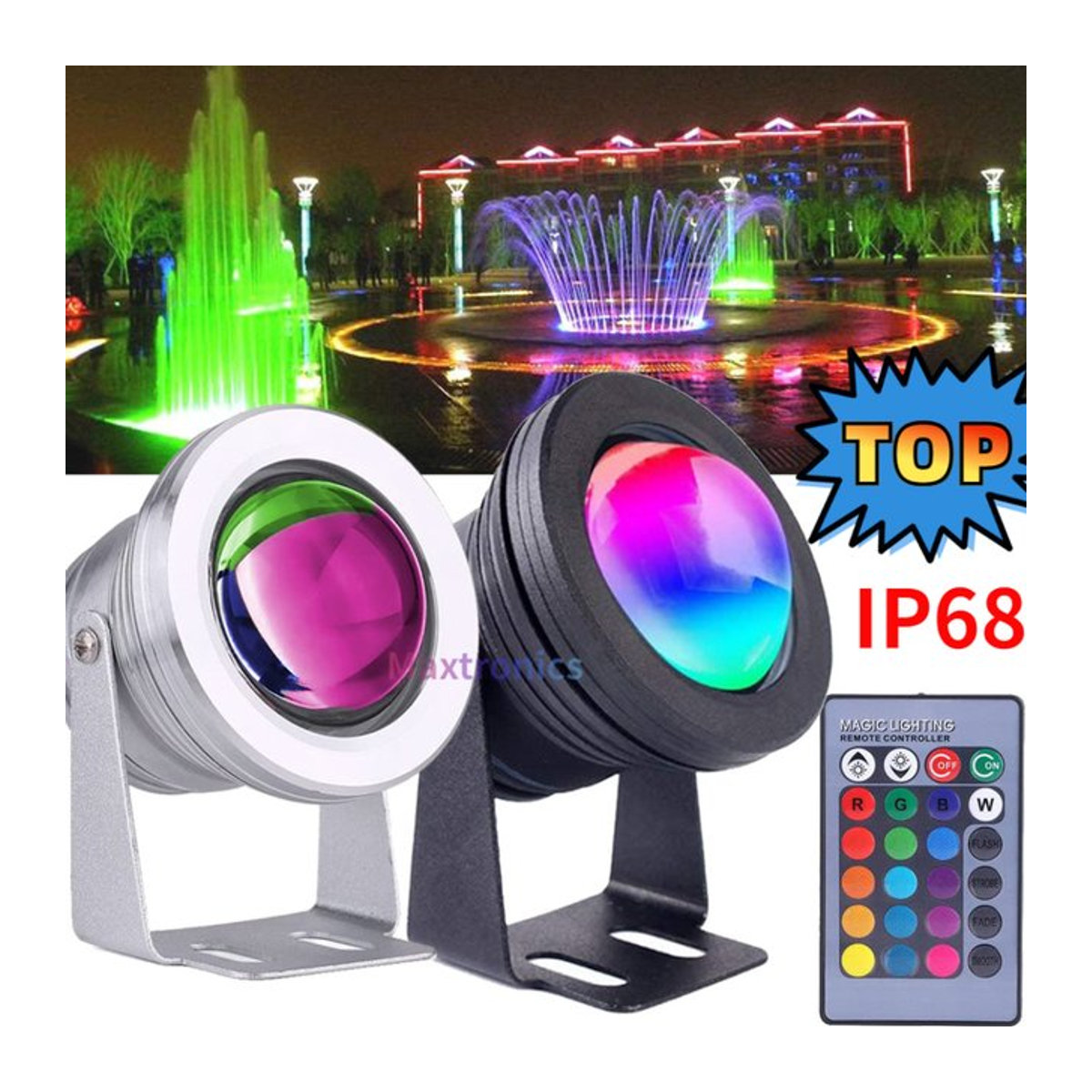 SAGE LU MEI 10W LED Unterwasser Scheinwerfer mit RGB, Weiß und Warmweiß für Pool, Teich und Aquarium IP68 DC12V - Bild 1