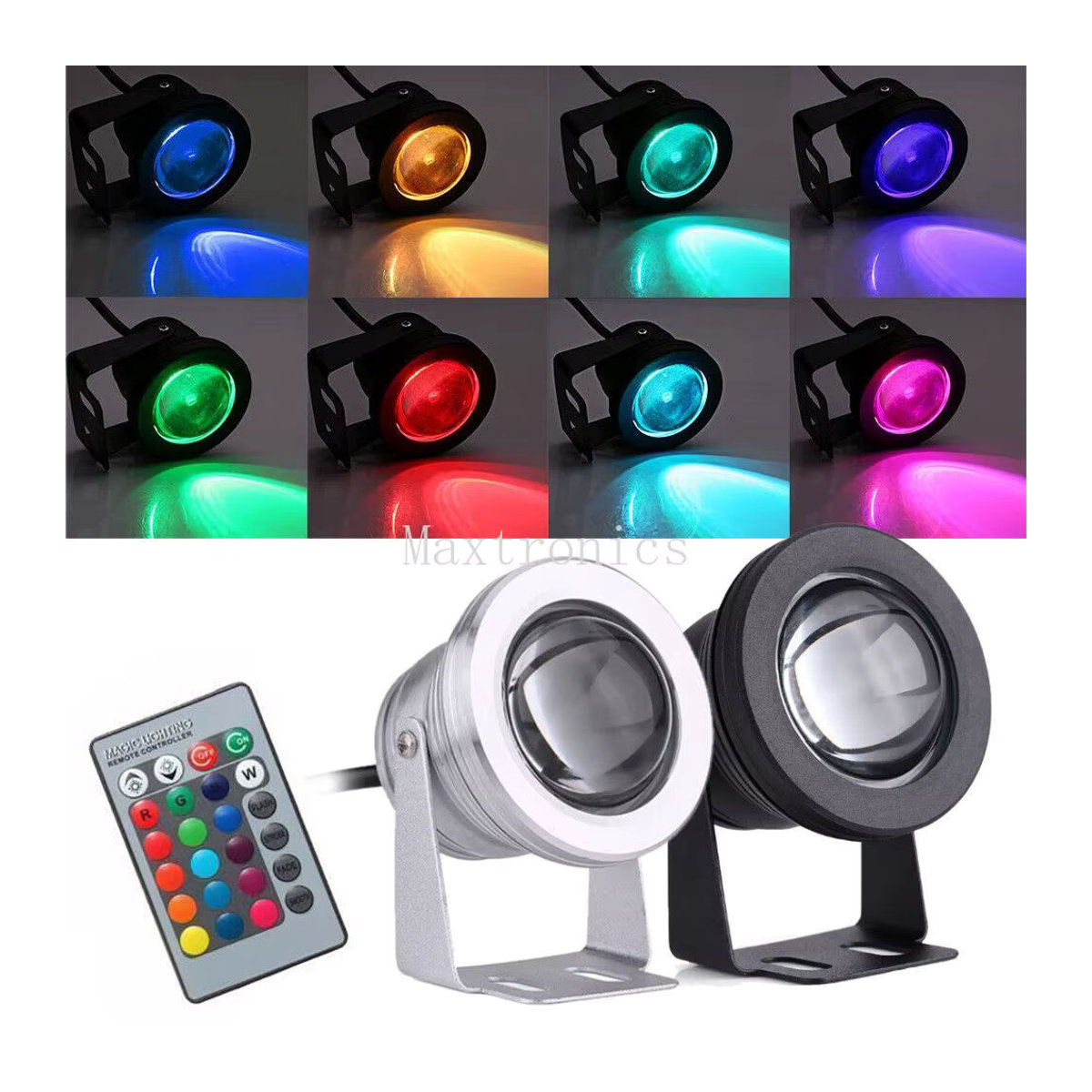 SAGE LU MEI 10W LED Unterwasser Scheinwerfer mit RGB, Weiß und Warmweiß für Pool, Teich und Aquarium IP68 DC12V - Bild 2