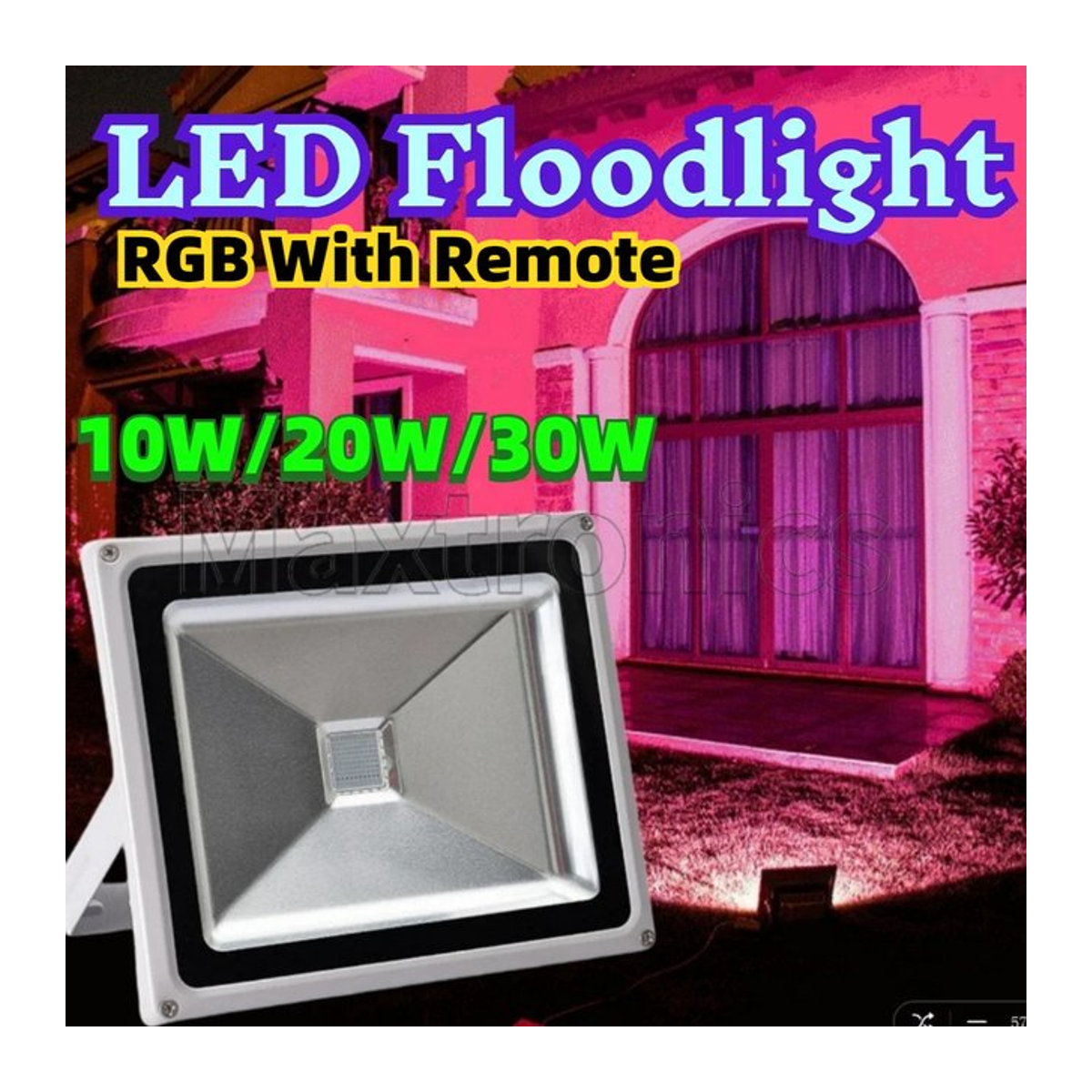 SAGE LU MEI LED Außenstrahler RGB mit Fernbedienung, Schwarz, IP65 Wasserdicht, 50W - Bild 1