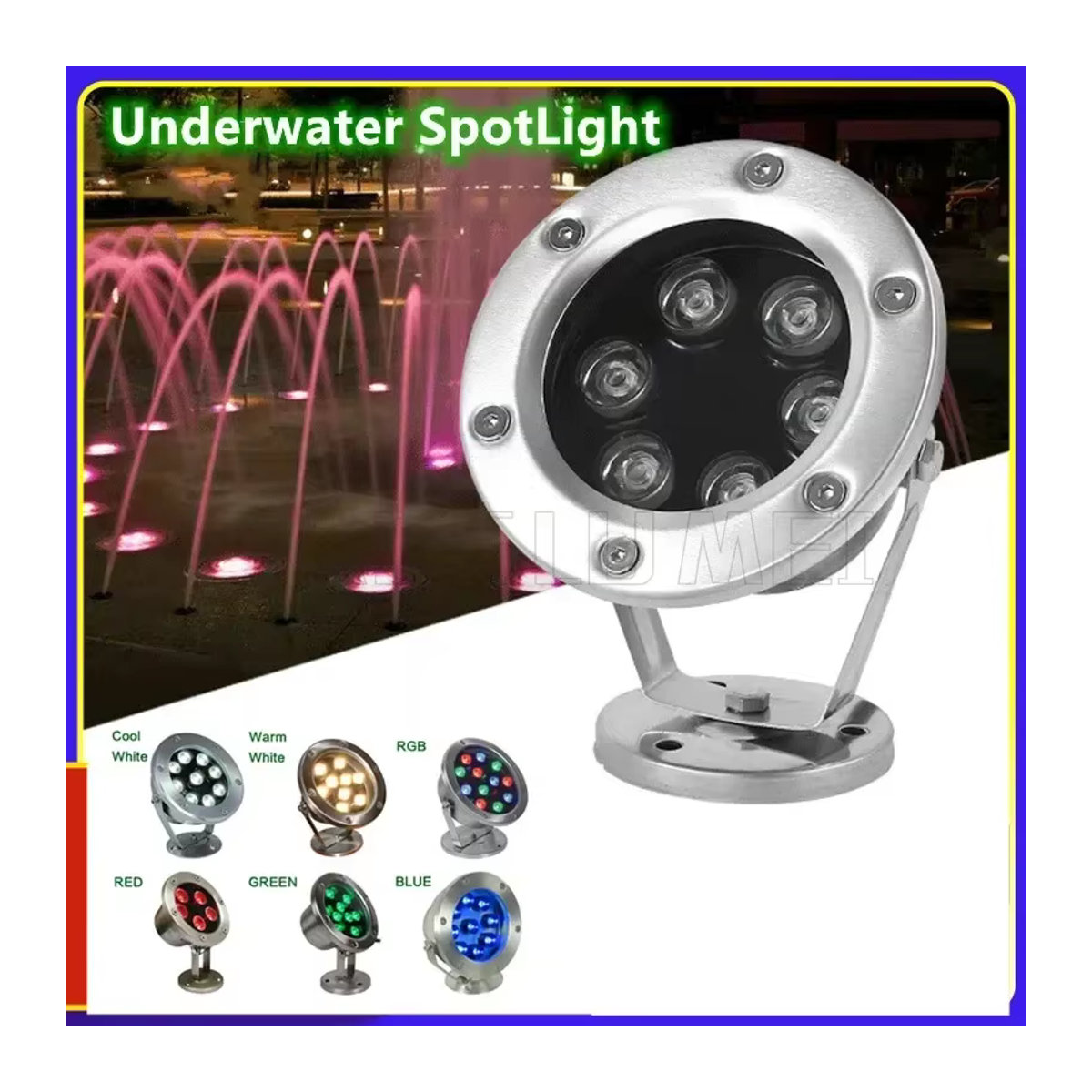 SAGE LU MEI LED Unterwasser Außenstrahler IP68 Wasserdicht RGB Weiß Silber Edelstahl - Bild 2