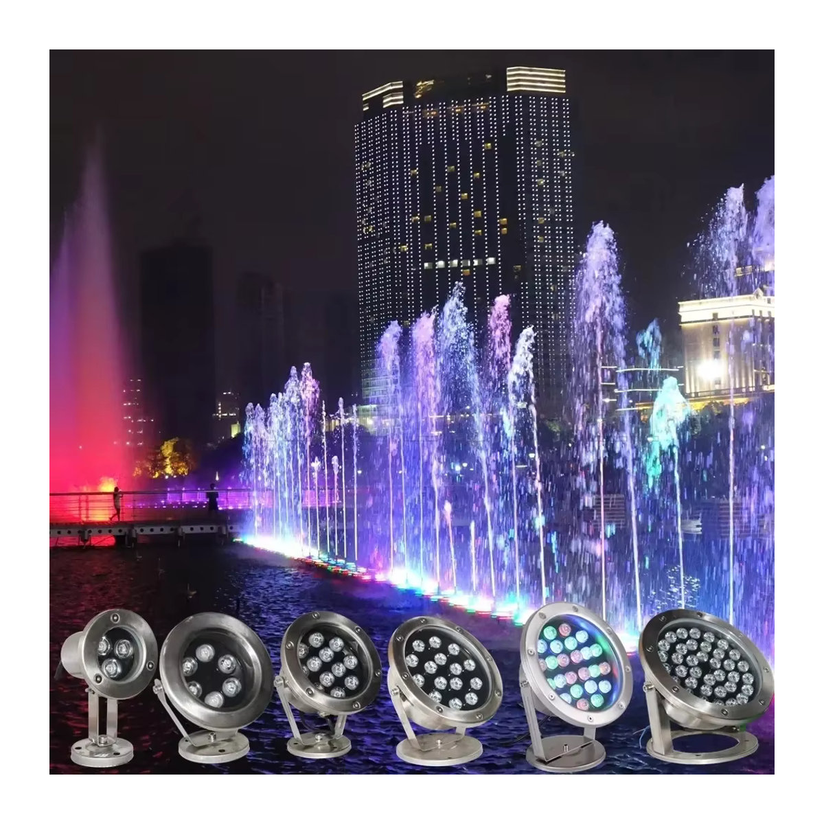 SAGE LU MEI LED Unterwasser Außenstrahler IP68 Wasserdicht RGB Weiß Silber Edelstahl - Bild 5