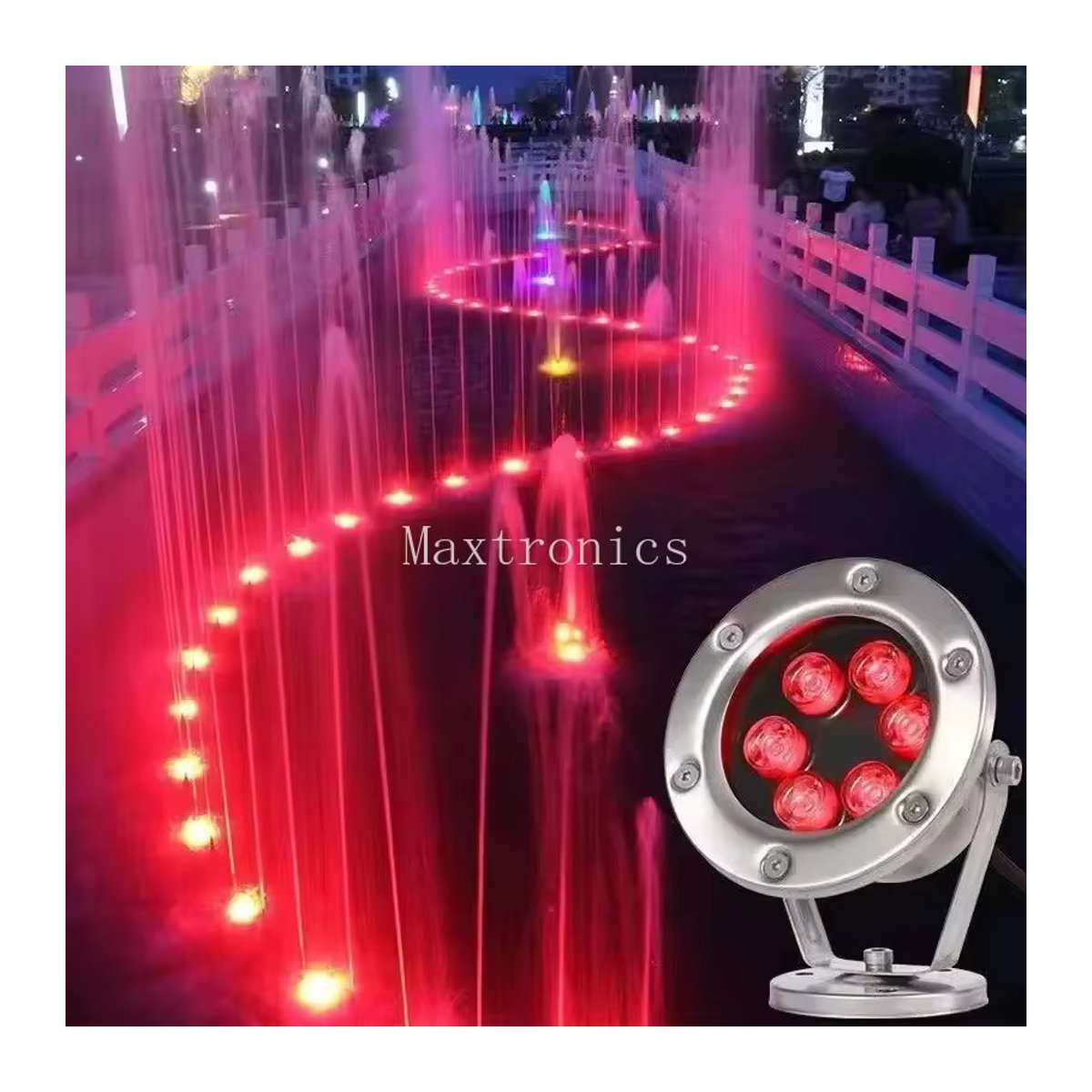 SAGE LU MEI RGB LED Unterwasserlampe aus Edelstahl mit Fernbedienung für Garten und Pool, 36W, Bunt - Bild 5