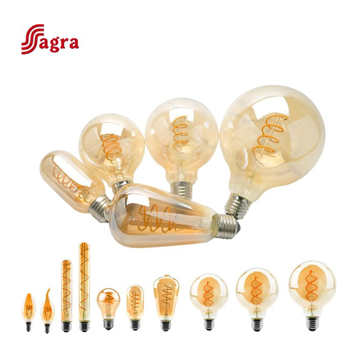 Sagra LED Retro Edison Glühlampe Vintage Dekolampe Warmweiß 2200K 4W 220V Gelb Glas - Bild 1