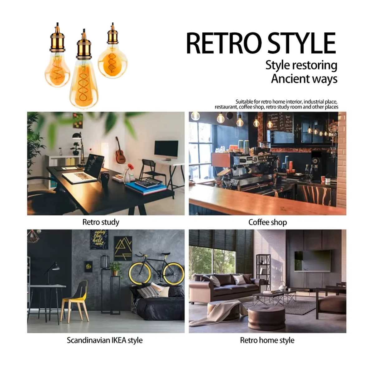 Sagra LED Retro Edison Glühlampe Vintage Dekolampe Warmweiß 2200K 4W 220V Gelb Glas - Bild 2