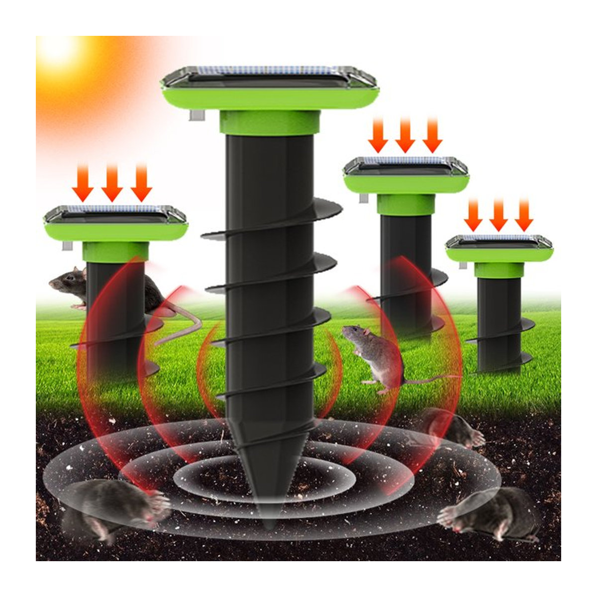 SAIJZEK Solar-Tiervertreiber IP66 wasserdicht für den Außenbereich mit Vibrationsfunktion zur Abwehr von Schlangen und Nagetieren - Bild 1