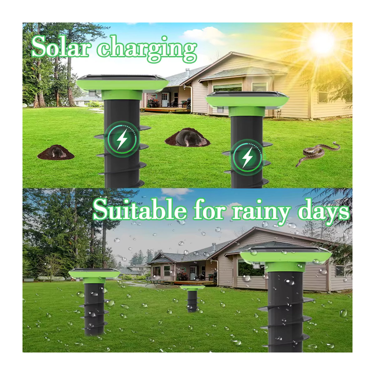 SAIJZEK Solar-Tiervertreiber IP66 wasserdicht für den Außenbereich mit Vibrationsfunktion zur Abwehr von Schlangen und Nagetieren - Bild 2