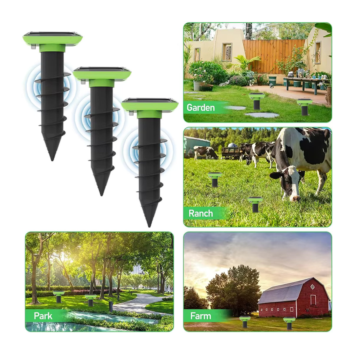 SAIJZEK Solar-Tiervertreiber IP66 wasserdicht für den Außenbereich mit Vibrationsfunktion zur Abwehr von Schlangen und Nagetieren - Bild 4