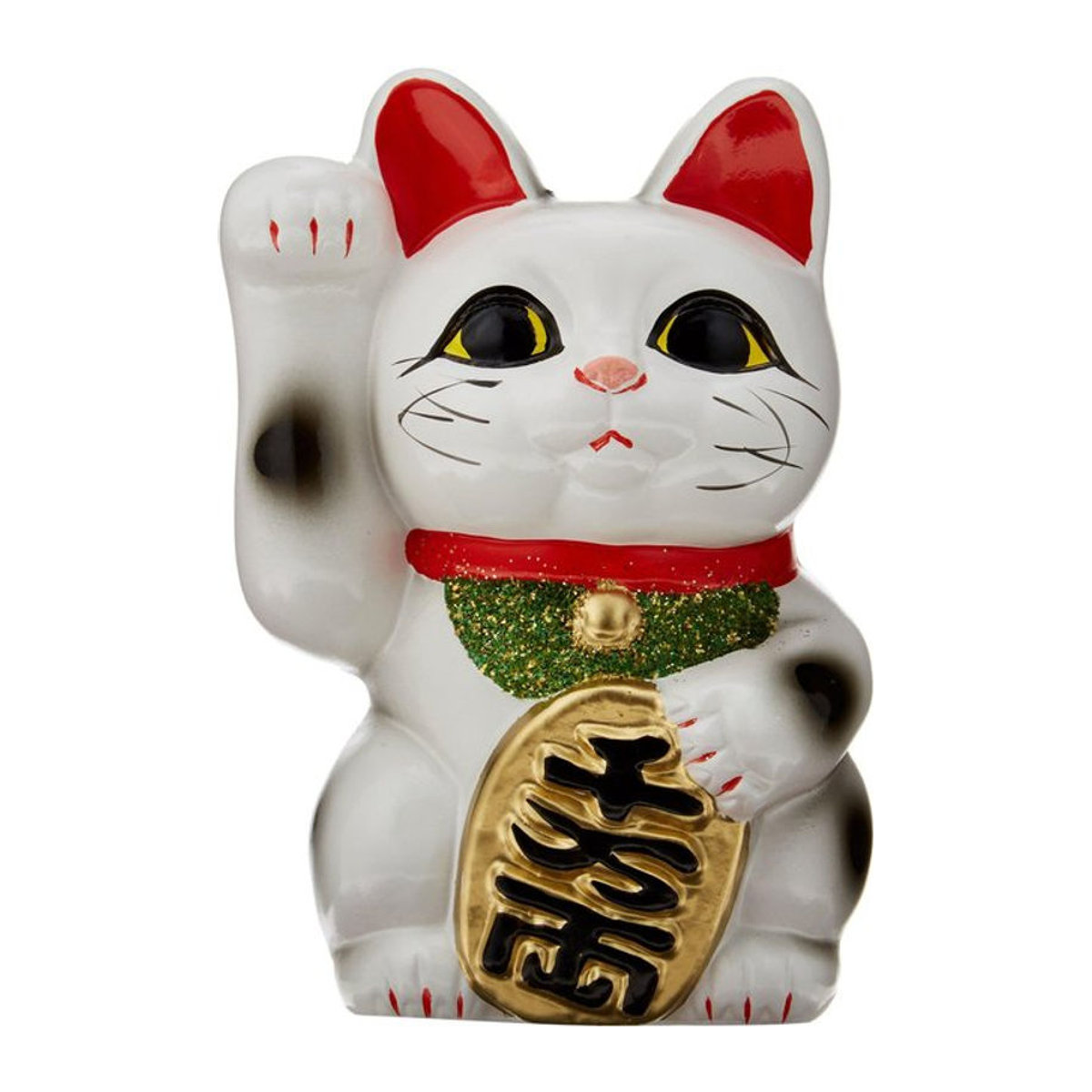 Sakura Bridge Maneki-neko Winkende Katze aus Keramik in Weiß - Bild 1