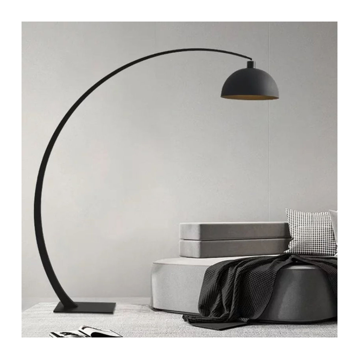 SaloEElaitte Bogenlampe in Schwarz im modernen minimalistischen Design mit E27 Fassung und warmweißem Licht für Wohnzimmer und Schlafzimmer - Bild 1