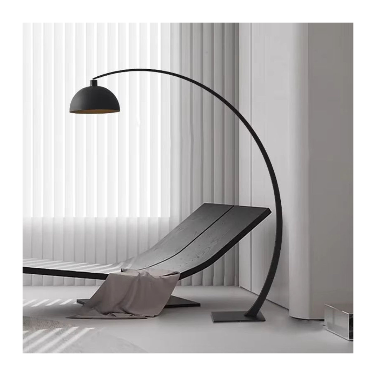 SaloEElaitte Bogenlampe in Schwarz im modernen minimalistischen Design mit E27 Fassung und warmweißem Licht für Wohnzimmer und Schlafzimmer - Bild 2