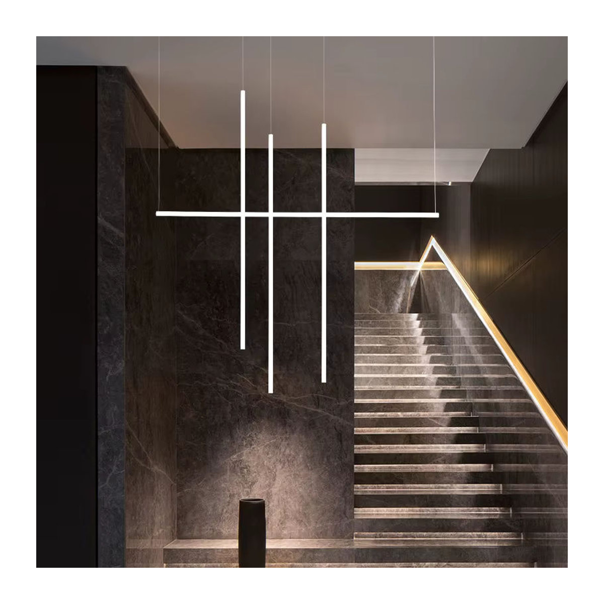 SaloEElaitte Kronleuchter in Weiß mit Acryl-Streifen im nordischen Minimalismus-Design als Pendelleuchte für Esszimmer, Büro oder Bar - Bild 3