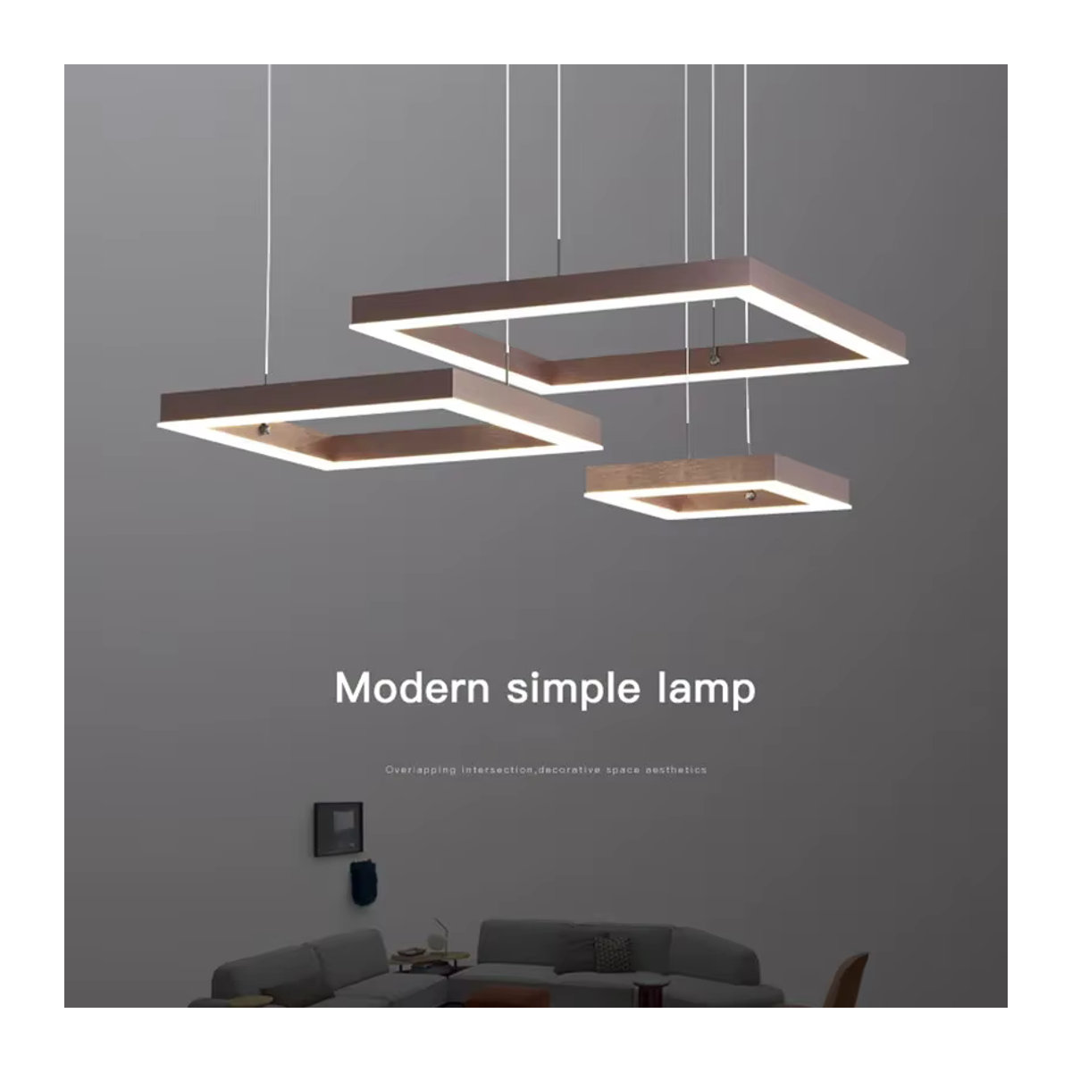 SaloEElaitte LED Kronleuchter Quadratisch in Schwarz mit Leder und Aluminium, Dimmbar mit Fernbedienung, Neutralweiß - Bild 5