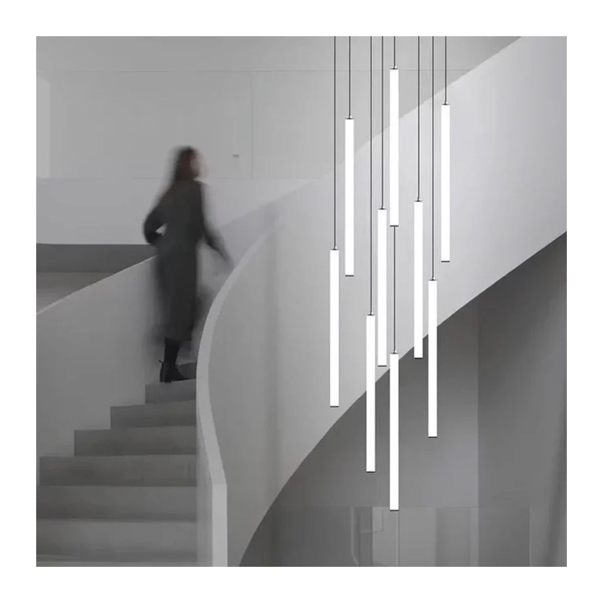 SaloEElaitte Moderne Minimalistische Pendelleuchte in Weiß als Streifenlampe für Treppen und Wohnzimmer - Bild 1
