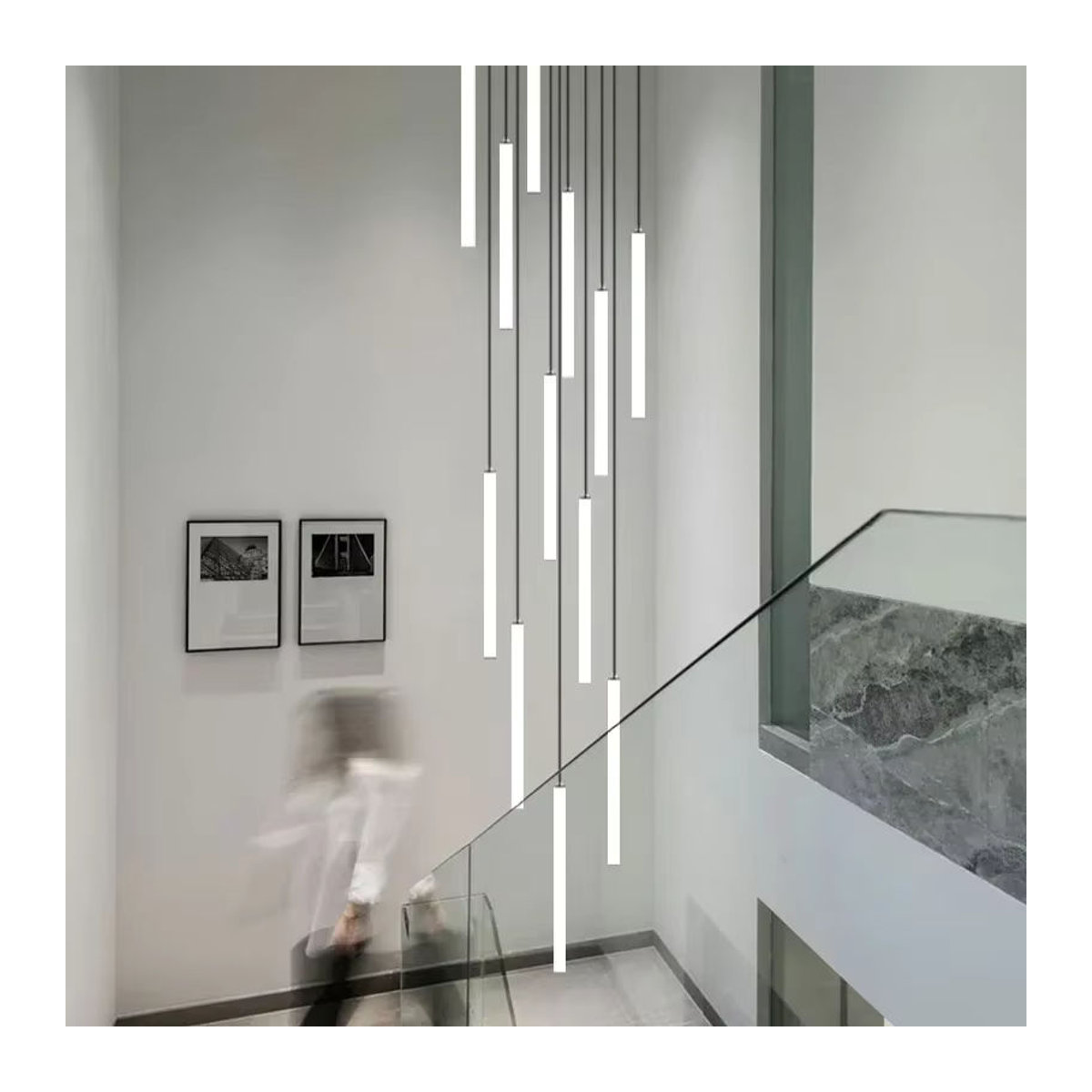 SaloEElaitte Moderne Minimalistische Pendelleuchte in Weiß als Streifenlampe für Treppen und Wohnzimmer - Bild 6